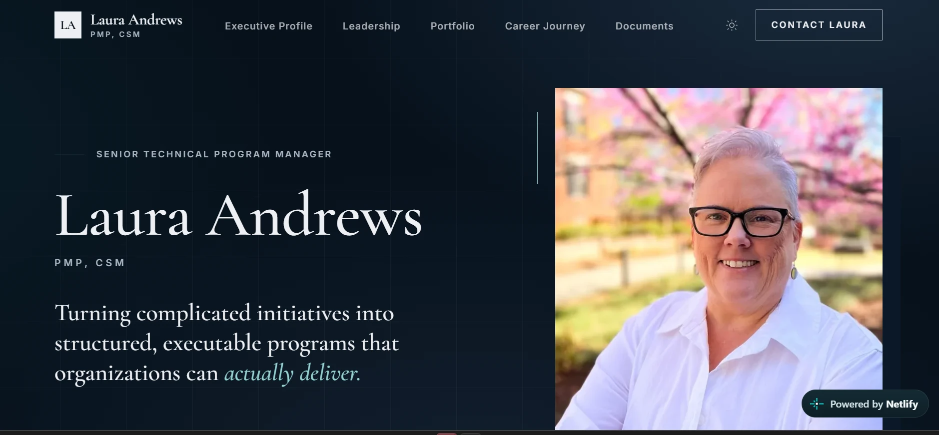 Laura Andrews executive portfolio website
