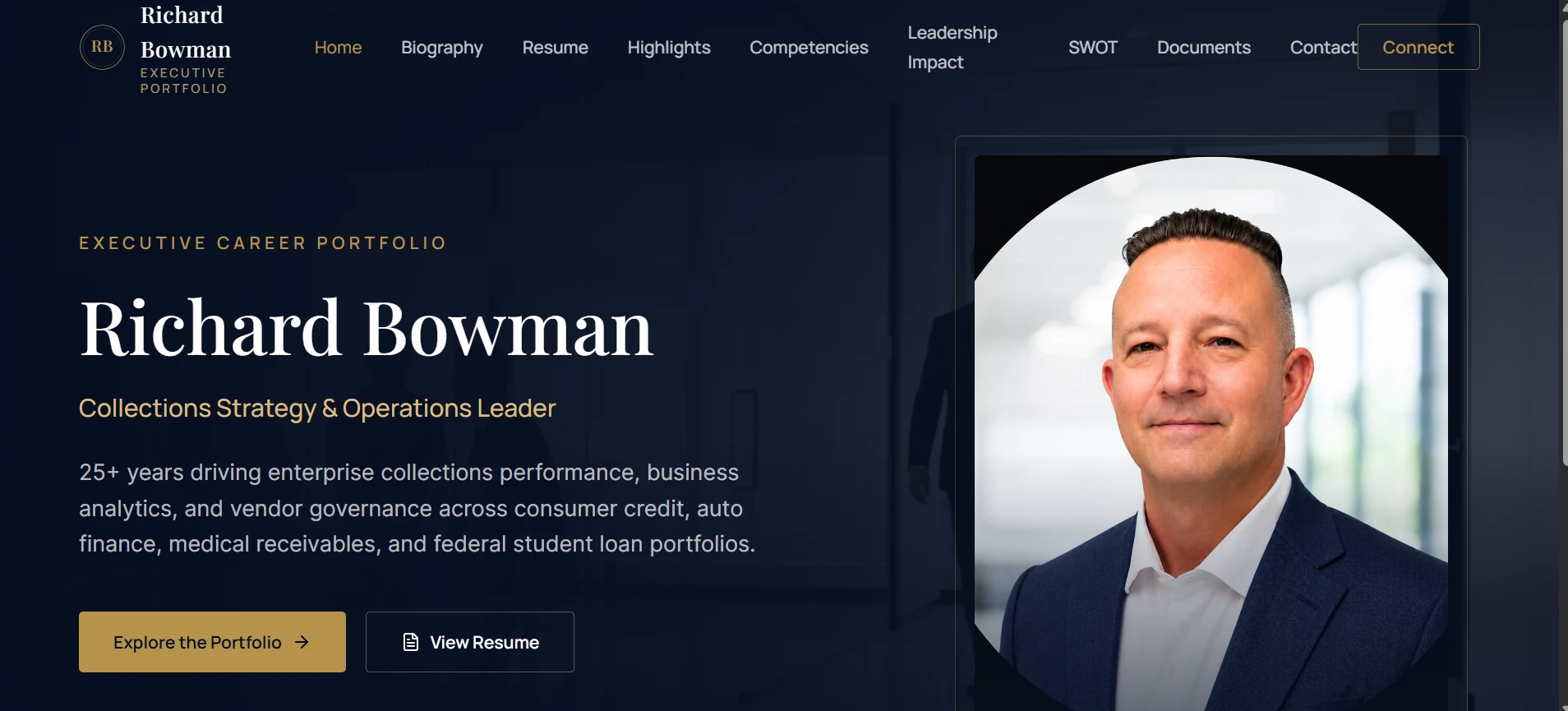 Richard Bowman executive portfolio website