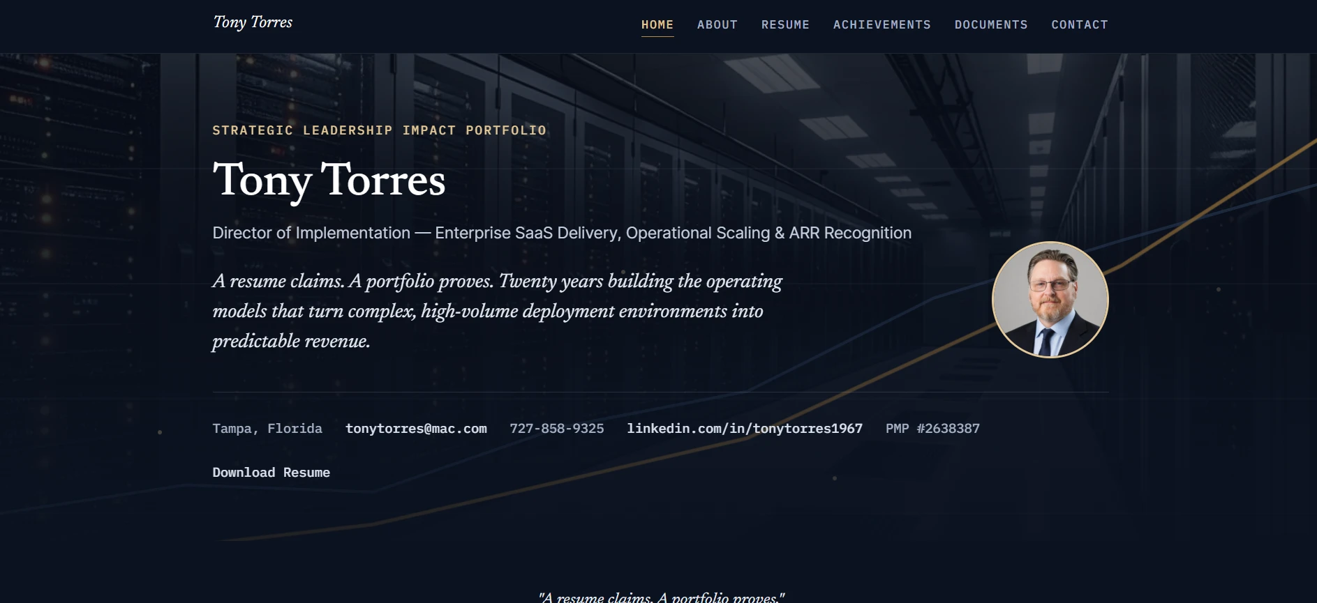 Tony Torres executive portfolio website