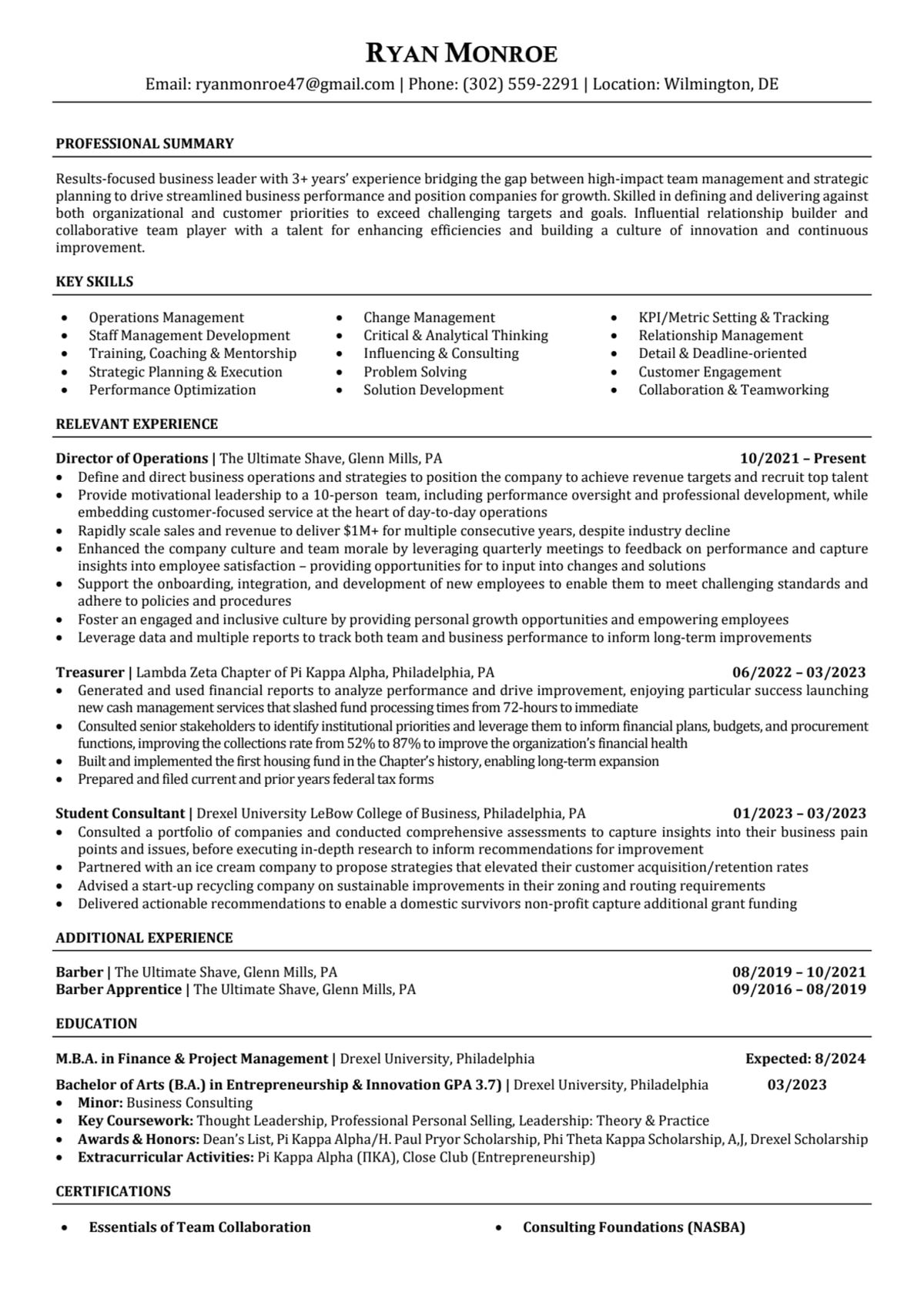 Resume Sample 2