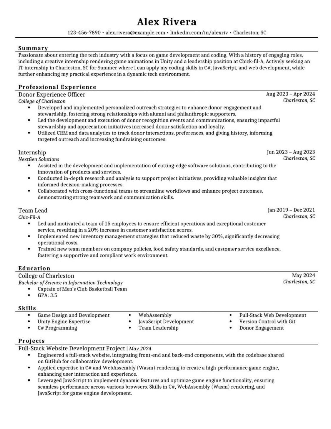 Resume Sample 3
